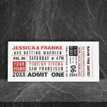 Vintage Ticket Guardar la fecha o invitación<br><div class="desc">Billete inspirado en la cosecha de vintage como bodas,  ahorra la fecha o la invitación a la boda. rojo y negro sobre el papel. más opciones de papel disponibles.</div>