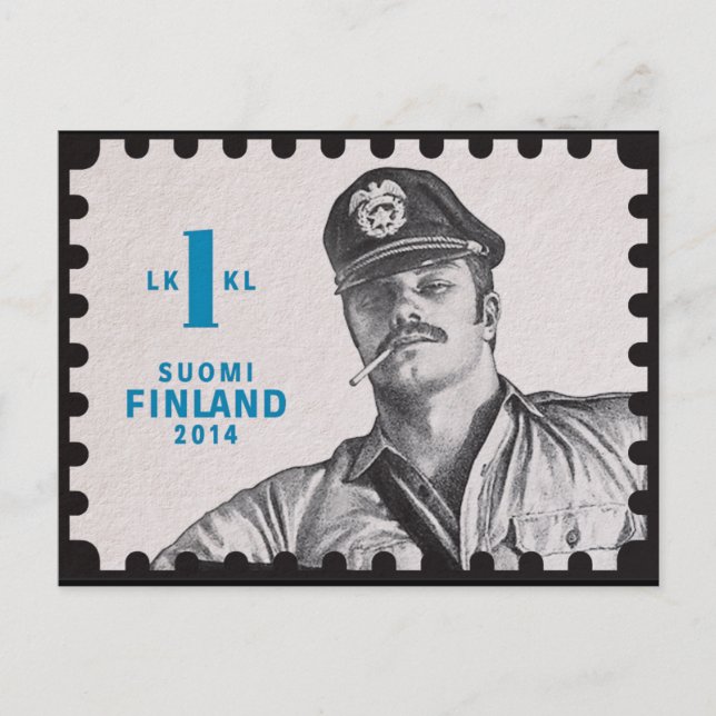 Vintage Tom de Finlandia sello postal (Anverso)