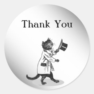 Vintage Top Hat Cat Gracias Pegatina