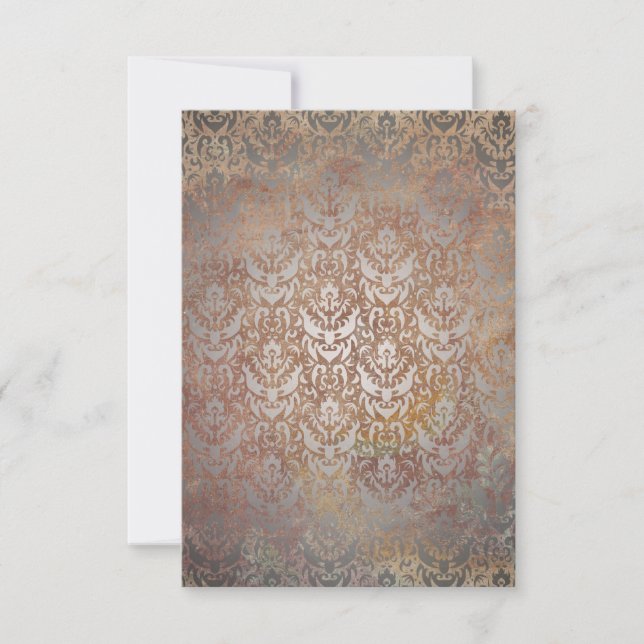 Vintage Toscana Damask Elegante Tarjetas RSVP (Anverso)