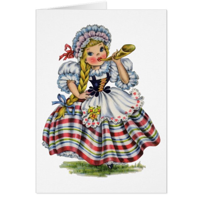 Vintage traje tradicional chica suizo (Frente)