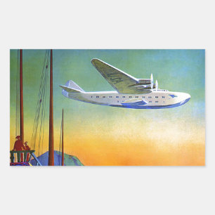 Vintage Transpace Air Travel Rectangle Pegatina