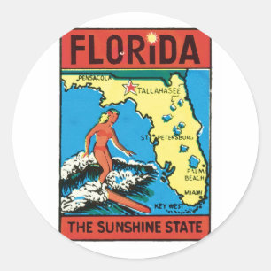 Vintage Travel Florida Etiqueta Estatal FL