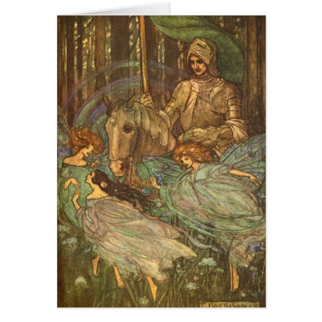 Vintage - tres doncellas y caballero, (Frente)