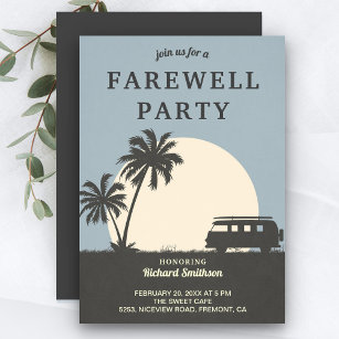 Vintage Tropical Van Farewell Party Invitación