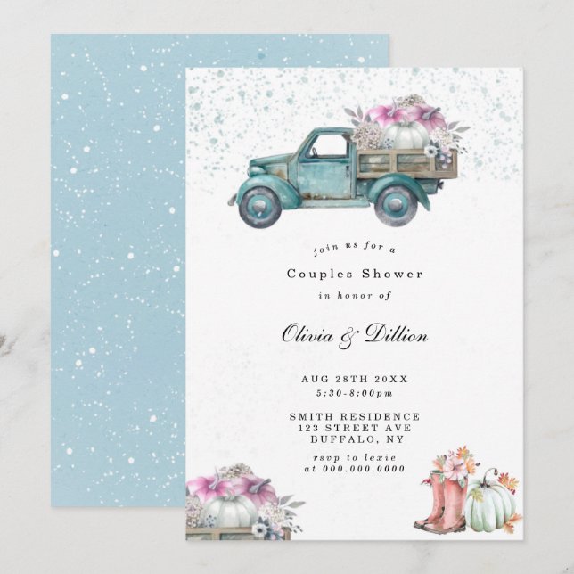 Vintage Truck and Pumpkin Couples Shower (Anverso / Reverso)