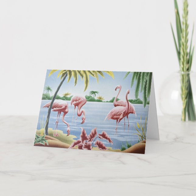 Vintage Turner Flamingo Amigo Gracias Tarjeta (Anverso)