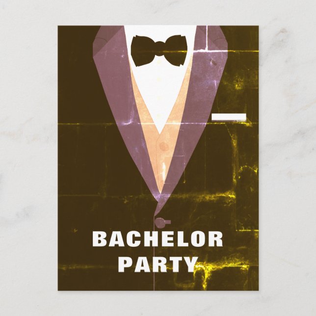 Vintage Tuxedo Bachelor Party Invitación (Anverso)