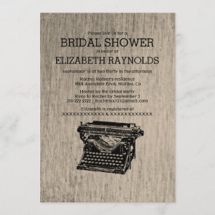 Vintage Typewriter Keys Bridal Shower Invitaciones