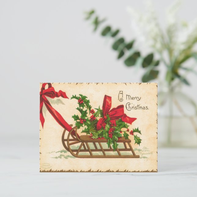 Vintage Una Feliz Tarjeta De Navidad (Anverso de pie)