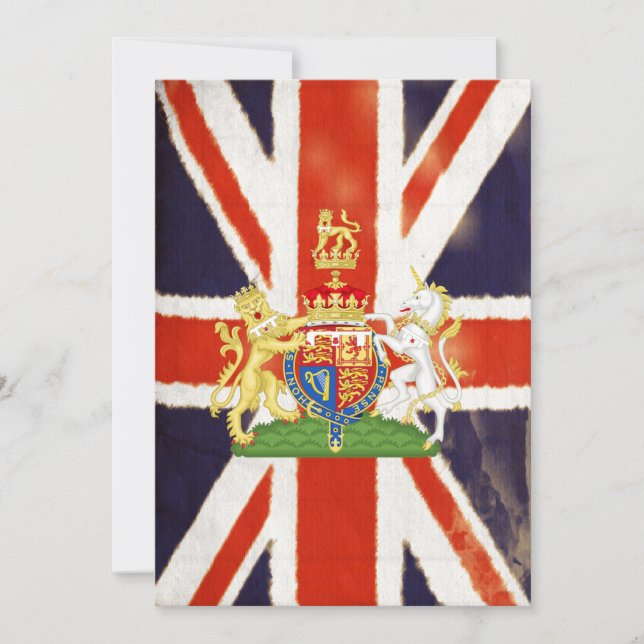 Vintage Union Jack con las invitaciones del escudo (Anverso)