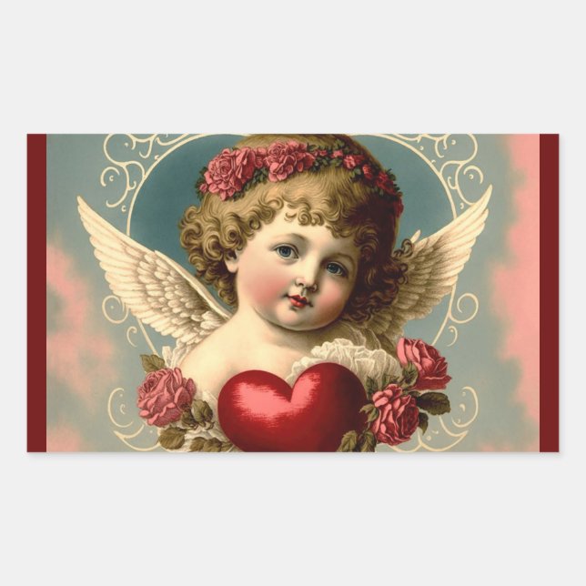 Vintage Valentine Angel Pegatina (Anverso)