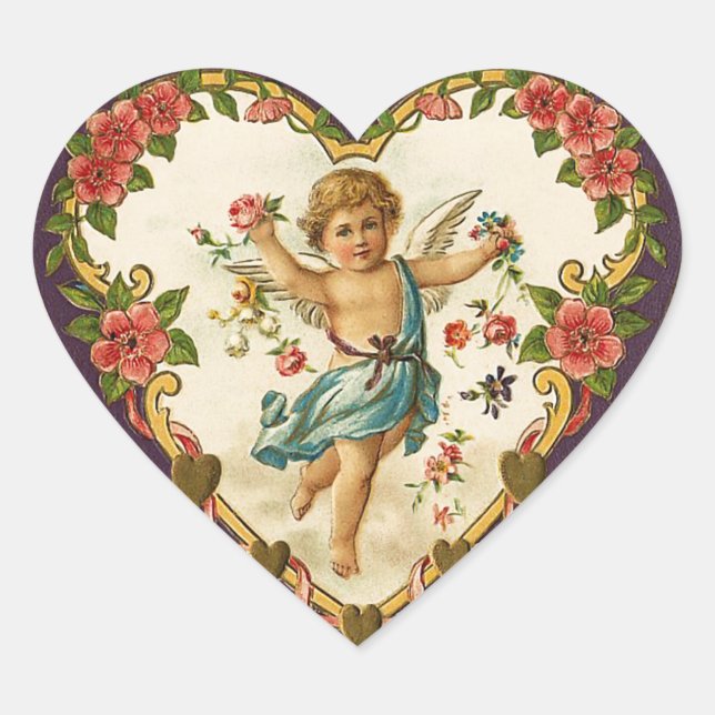 Vintage Valentine Cupid Pegatinas (Anverso)