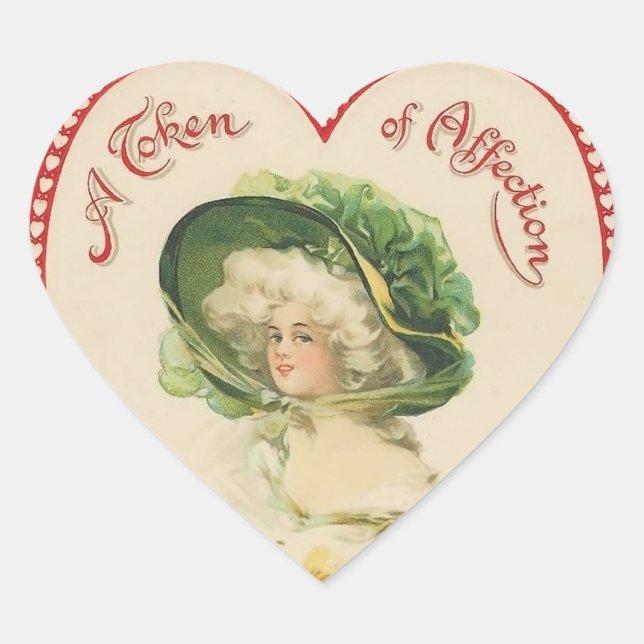 Vintage Valentine Heart Pegatinas (Anverso)