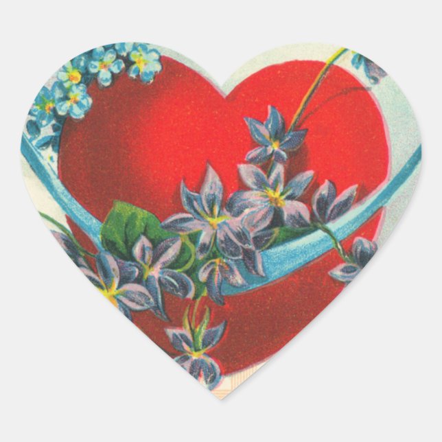Vintage Valentine Heart Pegatinas (Anverso)