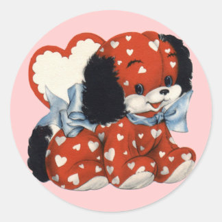 Vintage Valentine Puppy Pegatinas