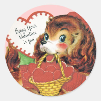 Vintage Valentine Puppy Pegatinas