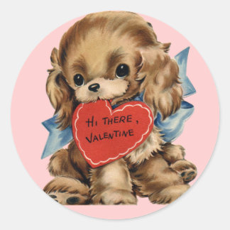 Vintage Valentine Puppy Pegatinas