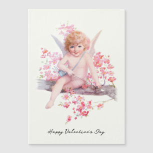 Vintage Valentine Sonriente Cupido con Bow