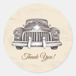 vintage, vehículo , coche antiguo, pegatina redond