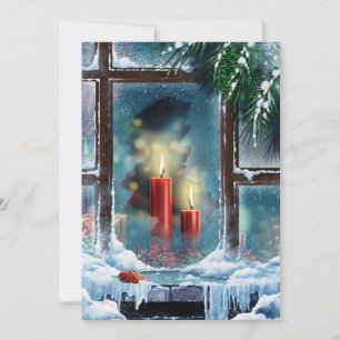 Vintage Velas De Navidad En La Ventana