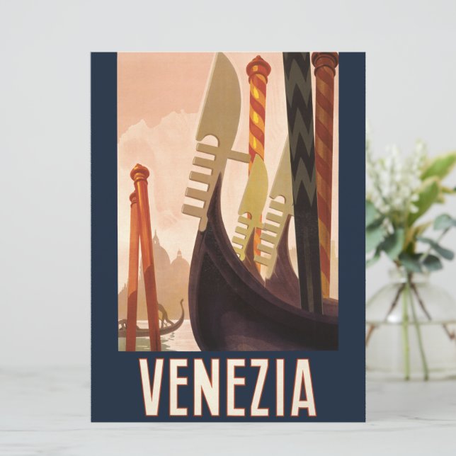Vintage Venice Italy Gondola Travel (Anverso de pie)