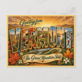 Vintage Vermont Saludo De Tarjeta Postal