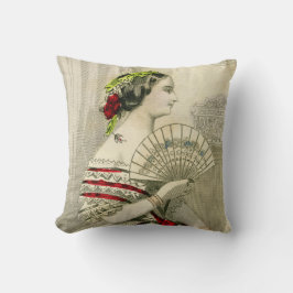 Vintage victoriana con Cojín decorativo de fans