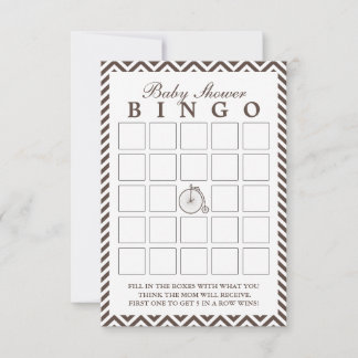 Vintage Vieja Bicicleta Chevron Baby Shower Bingo