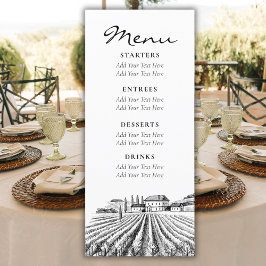 Vintage Vinyard Minimalista menú Boda ruso