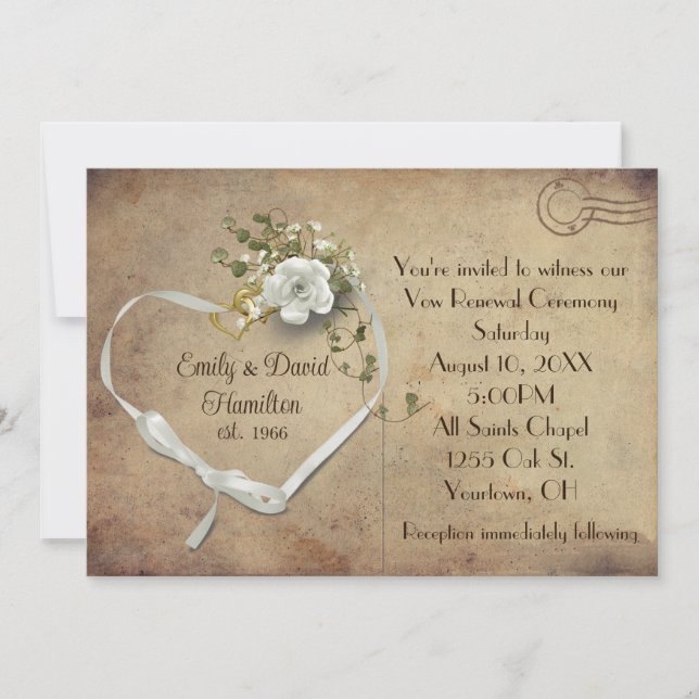 Vintage Vow Renewal Wedding Invitar postal (Anverso)