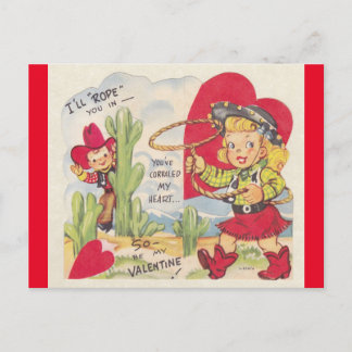 Vintage Vowboy & Cowgirl Postales de San Valentín