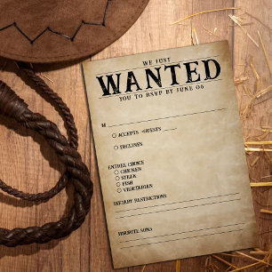 Vintage Wanted Poster Wedding RSVP