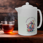 Vintage Watercolor Floral Tetera Nacional Té Calie<br><div class="desc">Celebre el Día Nacional del Té Caliente con nuestra hermosa tetera de acuarela vintage, elegantemente adornada con delicados rosas rosas y azules. Esta pieza única captura la esencia de la calidez y la tranquilidad, convirtiéndola en la adición perfecta a la colección de los amantes del té. Pequeña tetera para los...</div>