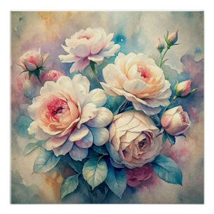 Vintage Watercolor Rosal Wall Poster Art