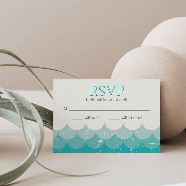 Vintage Waves Turquoise RSVP (Subido por el creador)