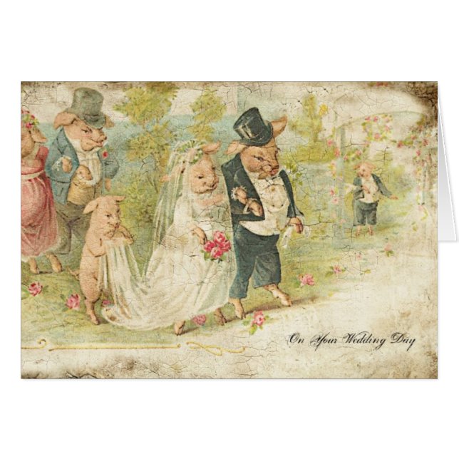 Vintage Wedding Pigs Digital Art (Anverso (Horizontal))