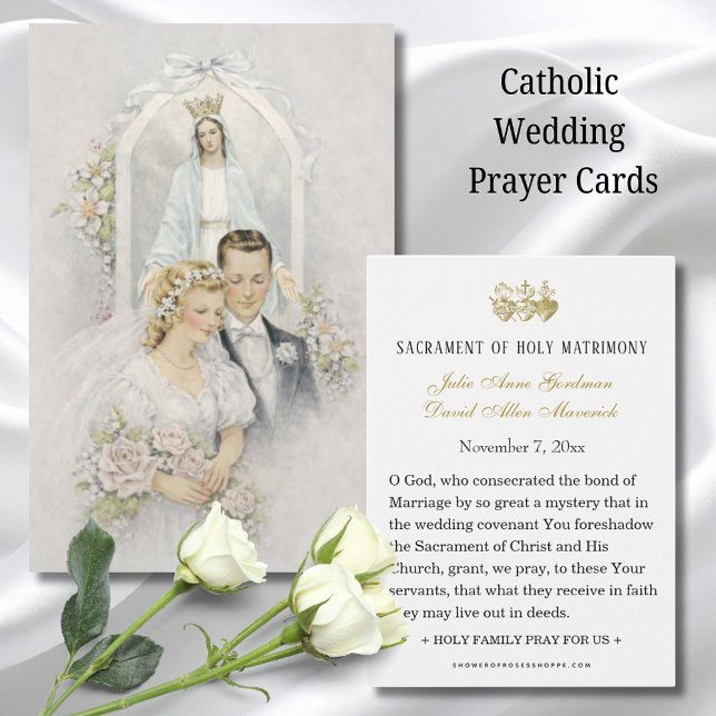 Vintage Wedding Prayer Card Mary Bride Groom (Subido por el creador)