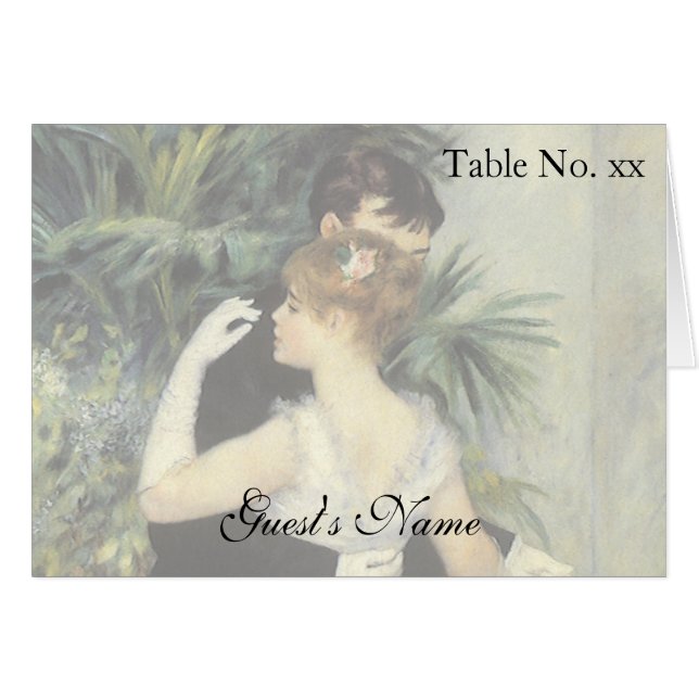 Vintage Wedding Tent Card, City Dance by Renoir (Anverso (Horizontal))