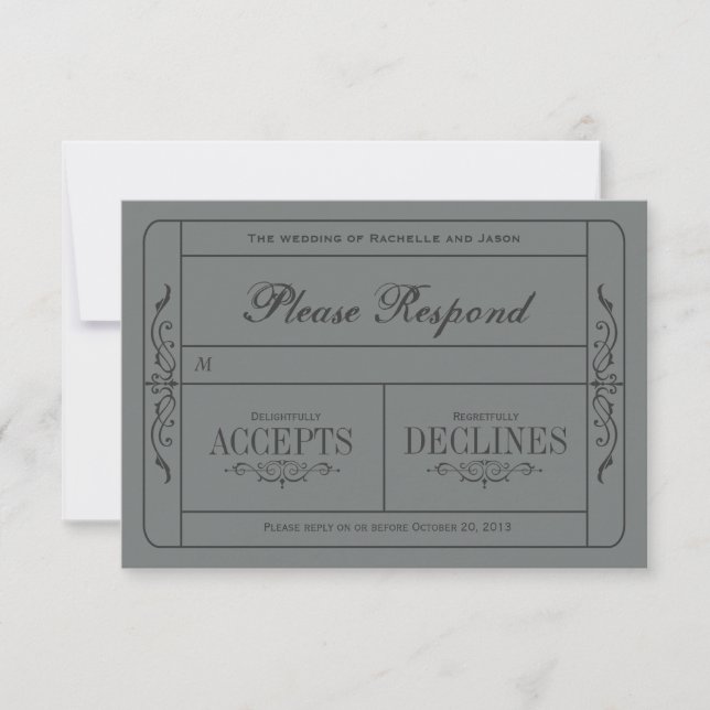 Vintage Wedding Ticket RSVP (Anverso)