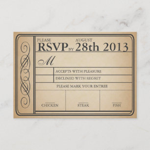 Vintage Wedding Ticket RSVP II Punchout