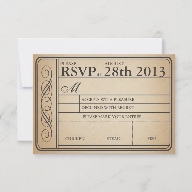 Vintage Wedding Ticket RSVP II Punchout (Anverso)