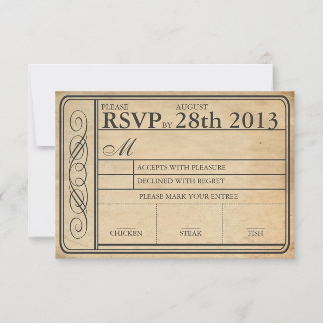 Vintage Wedding Ticket RSVP II Punchout (Anverso)
