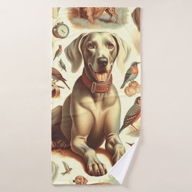 Vintage Weimaraner Seamless (Toalla de baño)