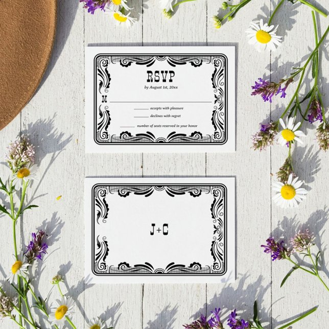 Vintage Western Cowboy Country Wedding Tarjeta RSV (Subido por el creador)