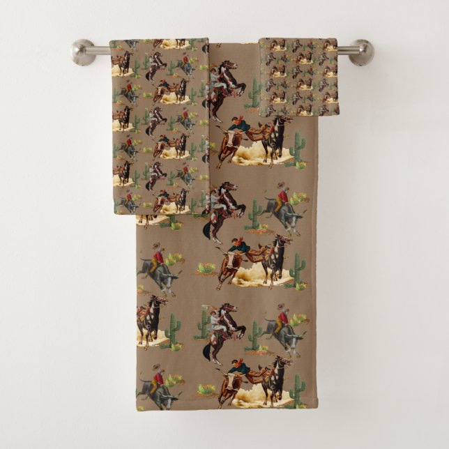 Vintage Western Rodeo Events Cowgirl Cowboy Bath (In situ)