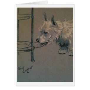Vintage - Westie que se escabulle un bocado,