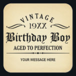 Vintage Whiskey Person Funny Birthday Pegatina<br><div class="desc">Guión gótico negro en pegatina de vino de fondo vintage. 1944 1945 1946 1947 1948 1949 1950 1951 1952 1953 1954 1955 1955 7 1958 1959 1960 1961 1962 1963 1964 1965 1966 1967 1968 1969 1970 1971 972 1973 1974 1975 1976 1977 1978 1979 1980 1981 1982 1983 1984...</div>