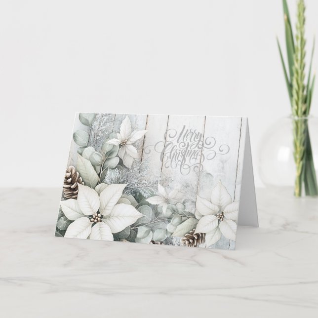 Vintage White Floral Watercolor Feliz Navidad (Anverso)