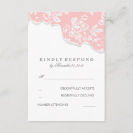 Vintage White Lace Pink Wedding RSVP